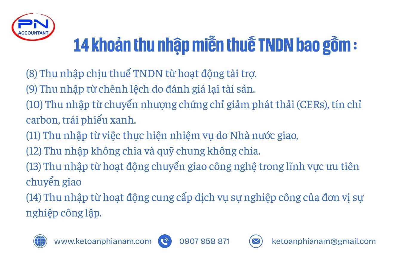 14 khoản thu nhập miễn thuế thu nhập doanh nghiệp