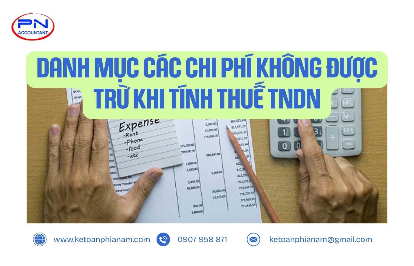 Danh mục các chi phí không được trừ khi tính thuế TNDN