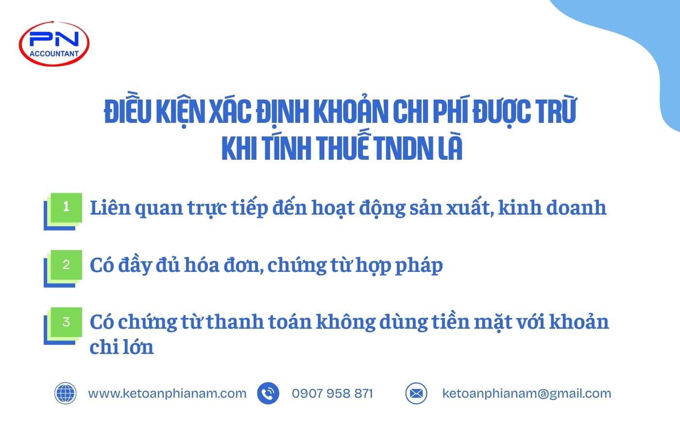 Điều kiện xác định khoản chi phí được trừ khi tính thuế TNDN