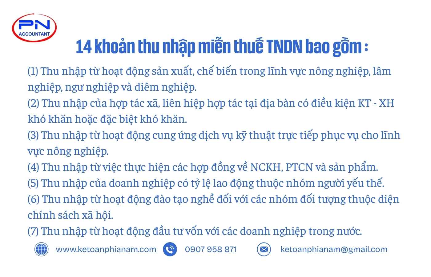 14 khoản thu nhập miễn thuế TNDN mới nhất 2025