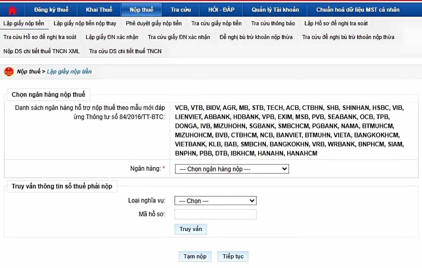 Tra cứu mã tiểu mục thuế TNDN khi nộp thuế điện tử