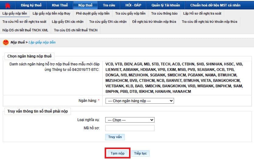 Tra cứu mã tiểu mục thuế TNDN khi nộp thuế điện tử