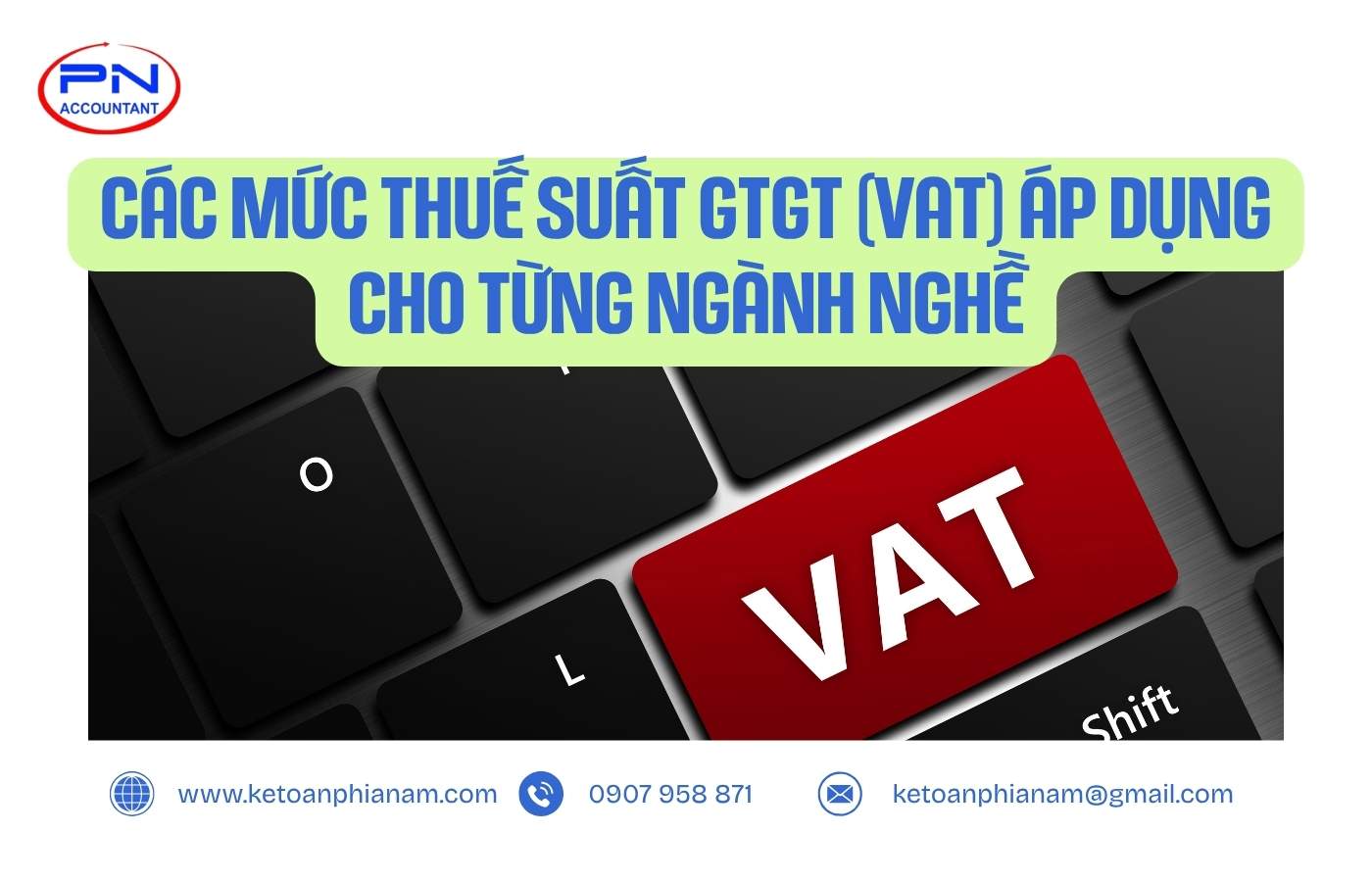 Các mức thuế suất GTGT (VAT) áp dụng cho từng ngành nghề