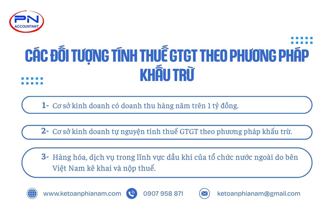 Các đối tượng tính thuế GTGT theo phương pháp khấu trừ