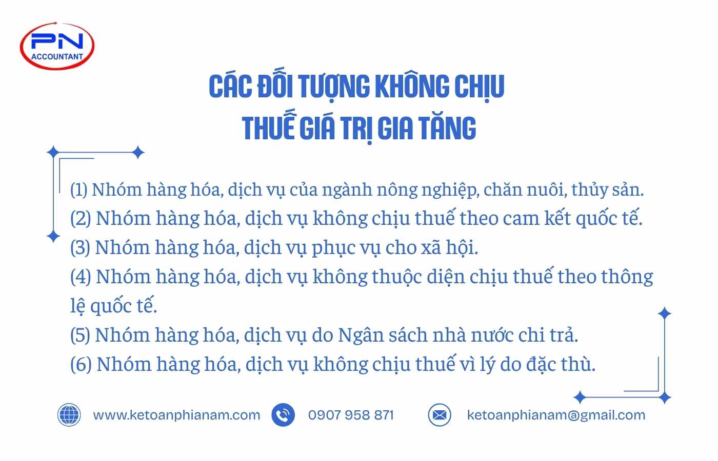 Các đối tượng không chịu thuế giá trị gia tăng