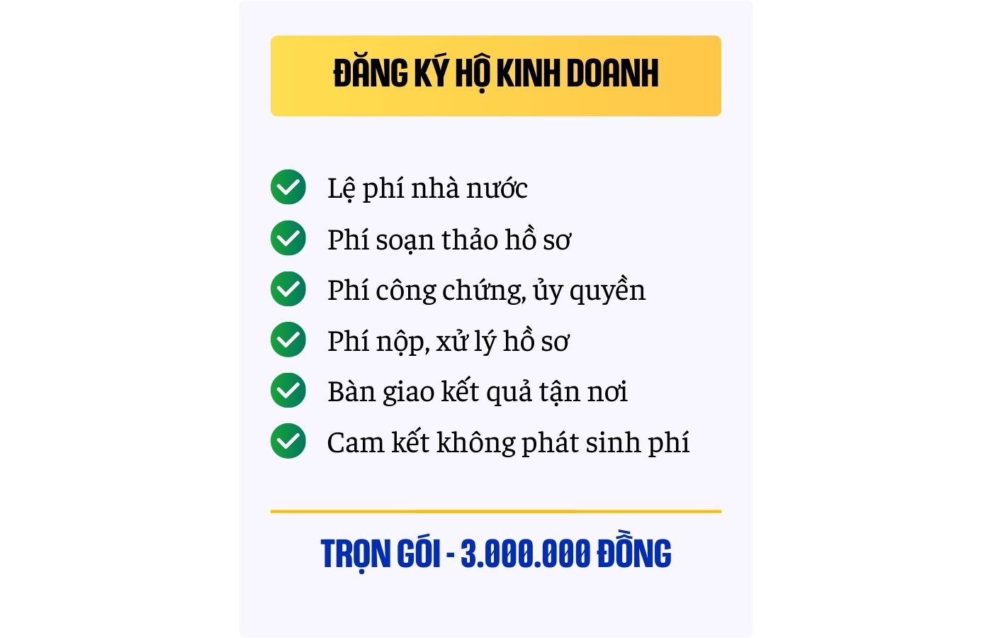 Chi phí dịch vụ đăng ký hộ kinh doanh cá thể tại Kế Toán Phía Nam