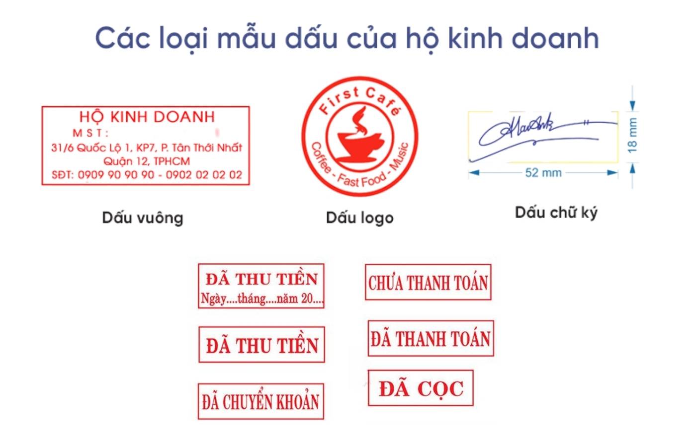 Các loại con dấu mà hộ kinh doanh được sử dụng
