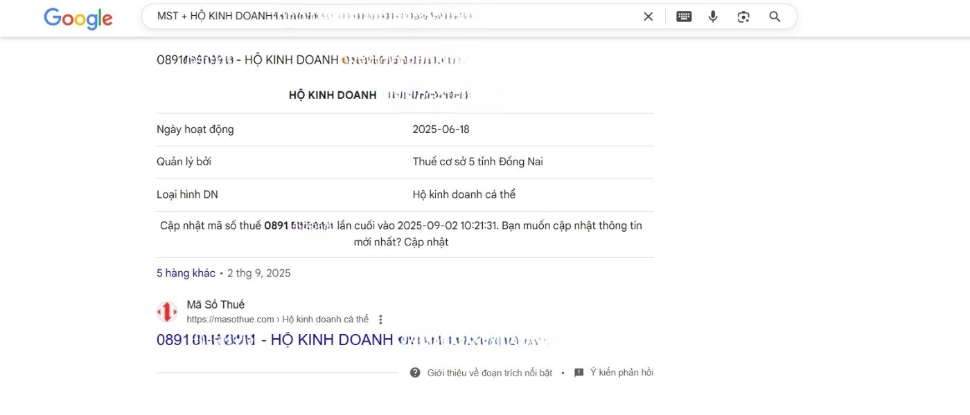 Cách tra cứu mã số thuế hộ kinh doanh cá thể nhanh. chính xác bằng Google