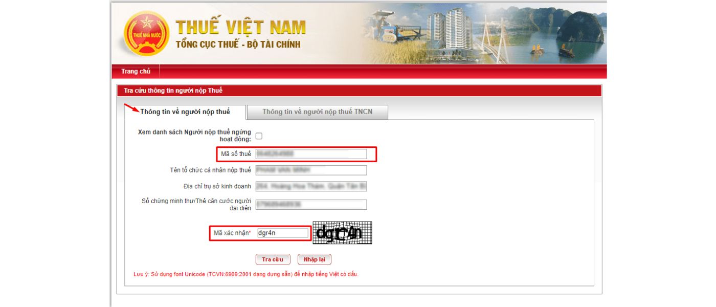 Nhập mã số thuế hoặc CCCD của chủ hộ kinh doanh để tra cứu thông tin
