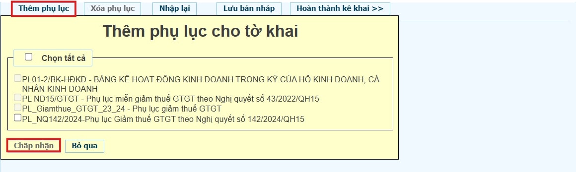 Thêm phụ lục cho tờ khai thuế hộ kinh doanh theo từng lần phát sinh